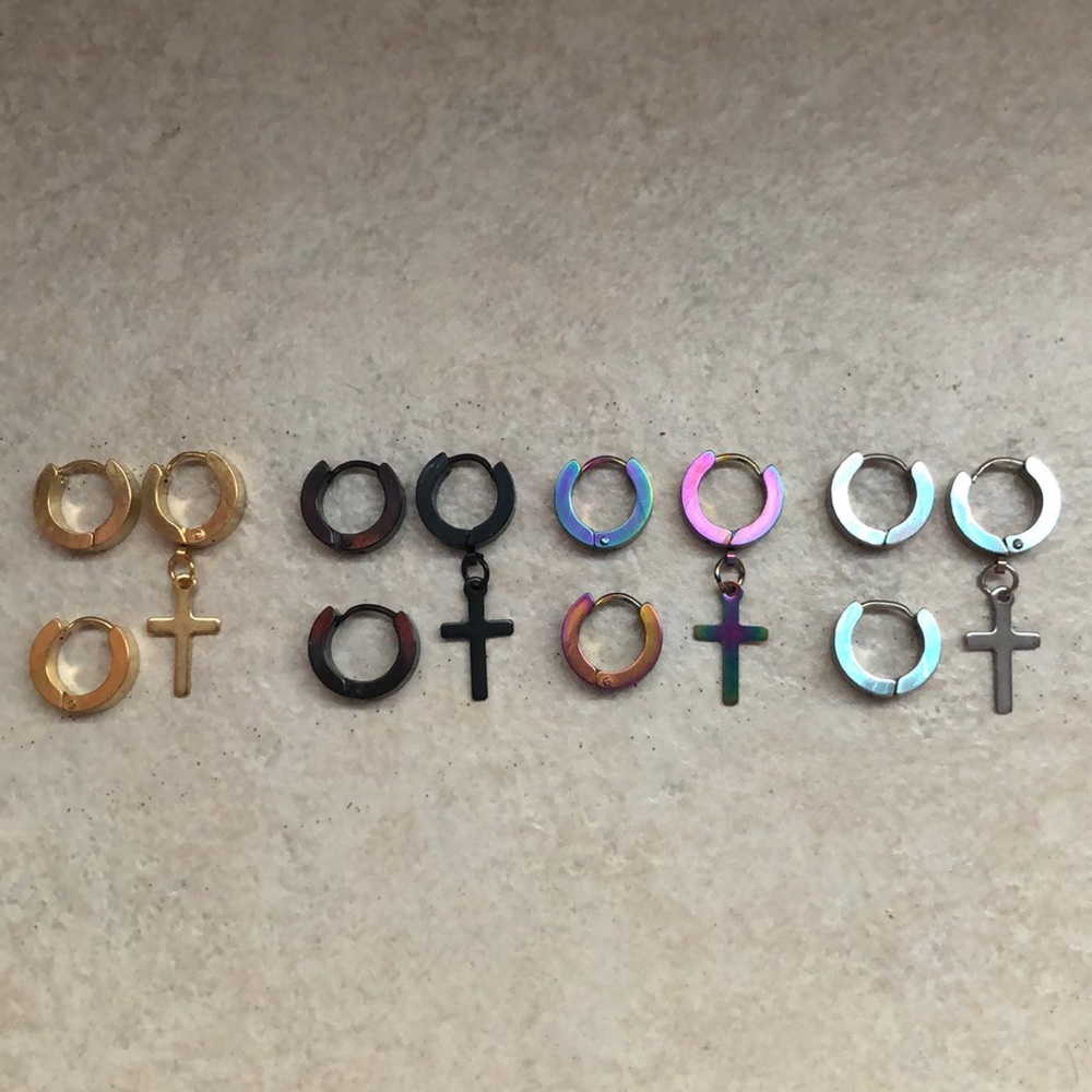 Cross/Hoop earring set